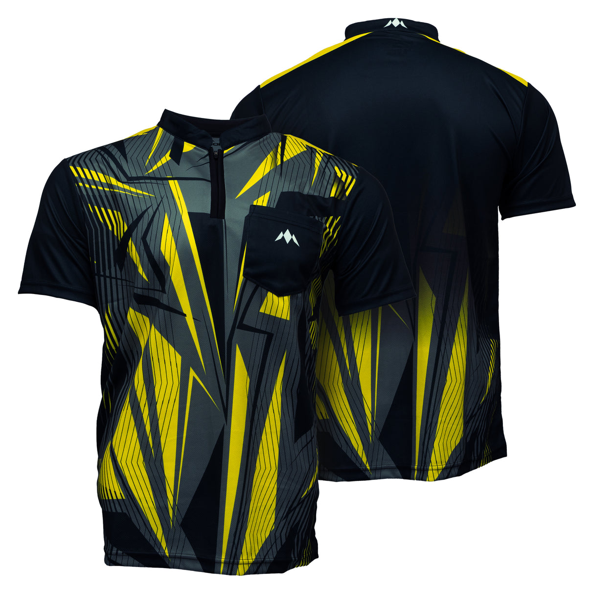 Mission Darts Flint Dart Shirt – Kragenlos – Leicht – Schwarz & Gelb – Jugendliche