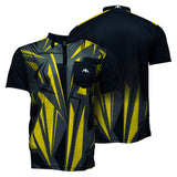 Mission Darts Flint Dart Shirt – Kragenlos – Leicht – Schwarz & Gelb – Jugendliche
