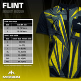 Mission Darts Flint Dart Shirt – Kragenlos – Leicht – Schwarz & Gelb – Jugendliche