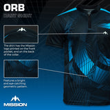 Mission Darts Orb Dart Shirt – Kragenlos – Leicht – Schwarz & Blau