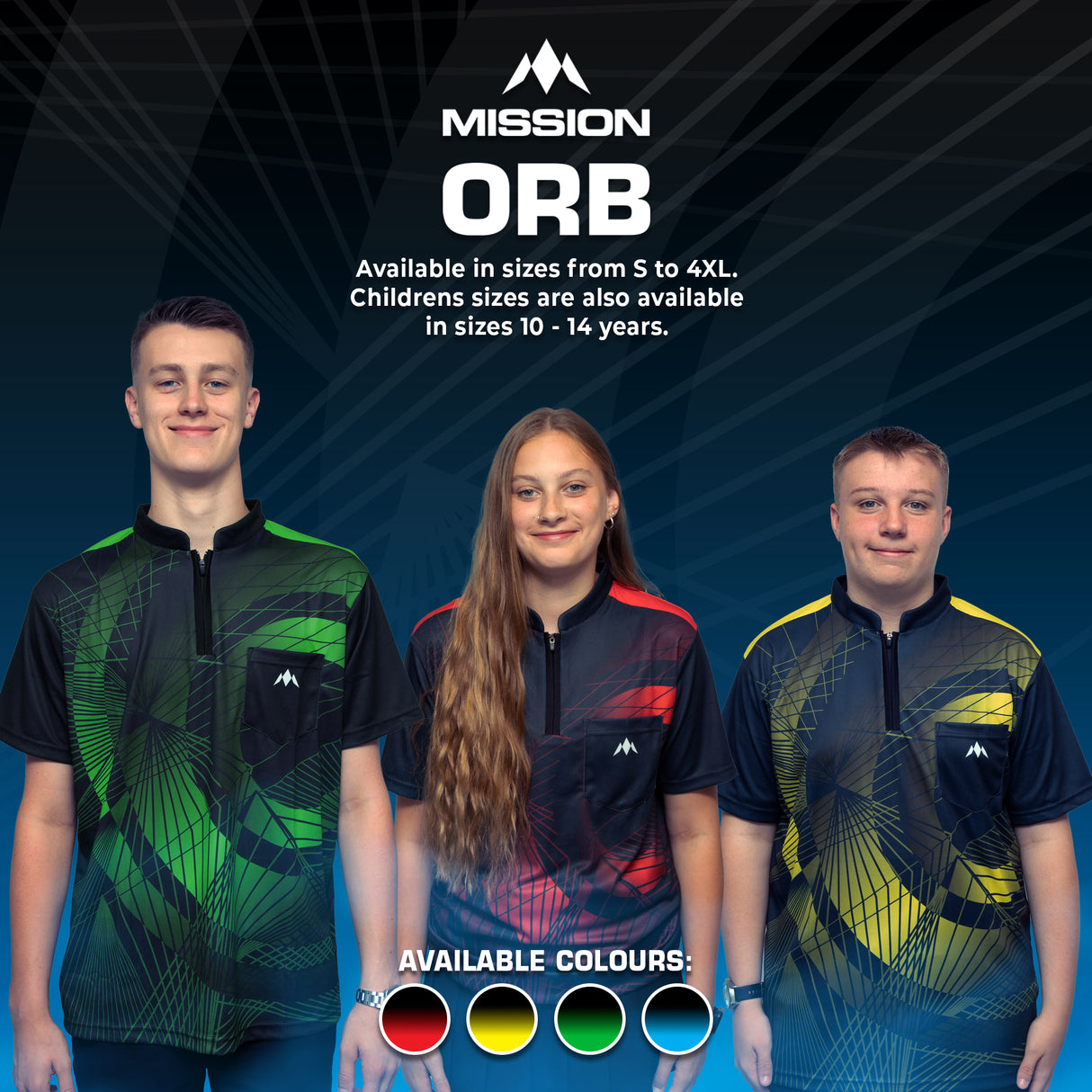 Mission Darts Orb Dart Shirt – Kragenlos – Leicht – Schwarz & Blau