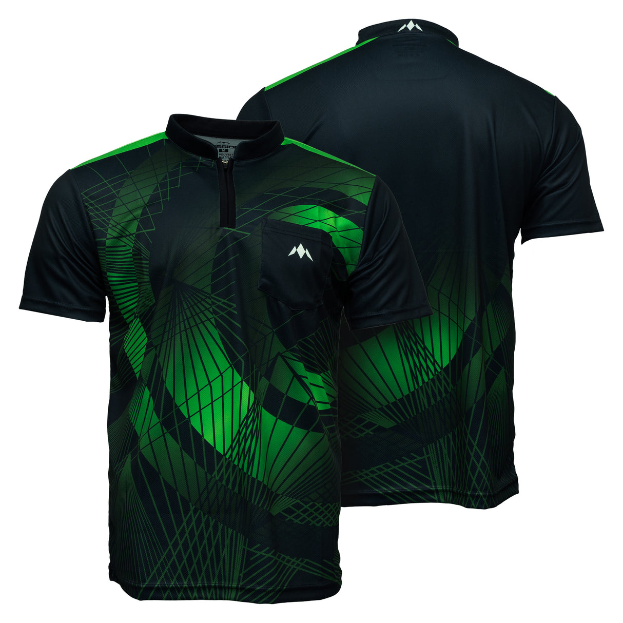 Mission Darts Orb Dart Shirt – Kragenlos – Leicht – Schwarz & Grün