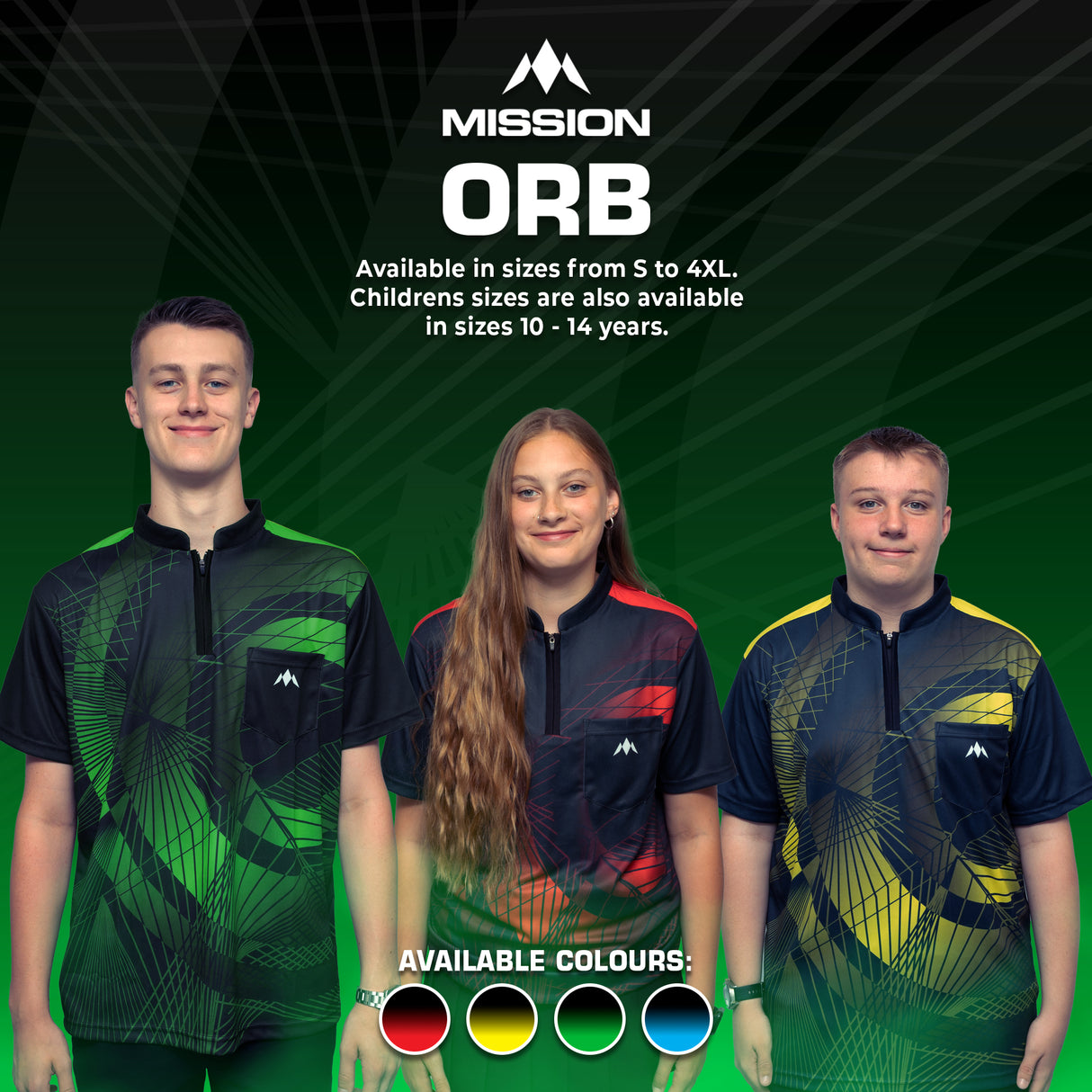 Mission Darts Orb Dart Shirt – Kragenlos – Leicht – Schwarz & Grün