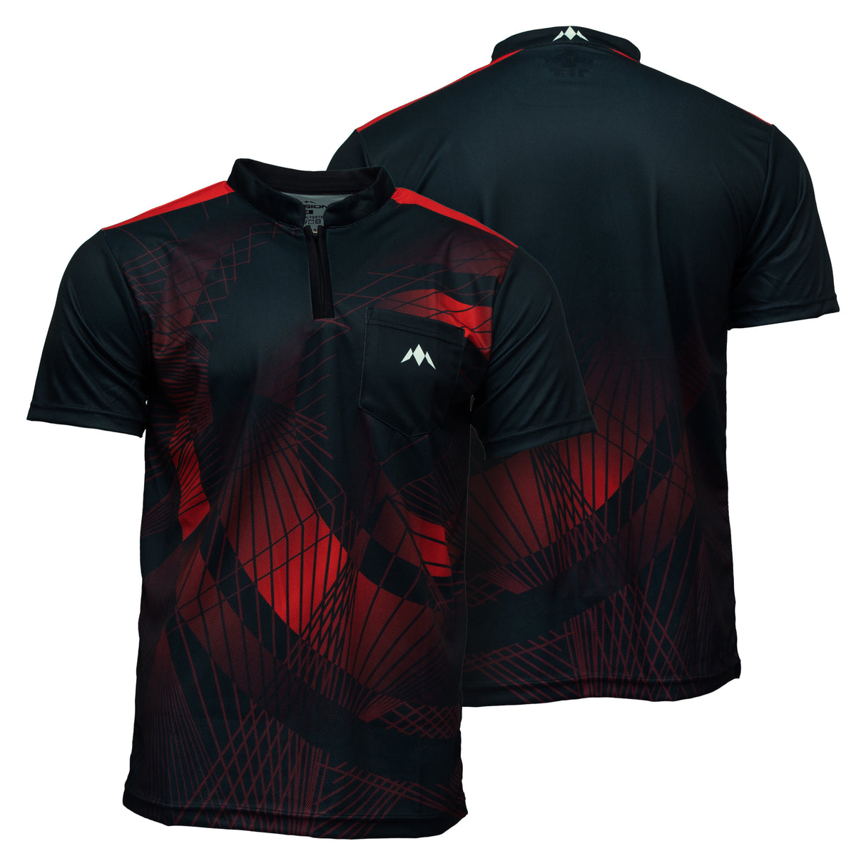Mission Darts Orb Dart Shirt – Kragenlos – Leicht – Schwarz & Rot