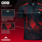 Mission Darts Orb Dart Shirt – Kragenlos – Leicht – Schwarz & Rot