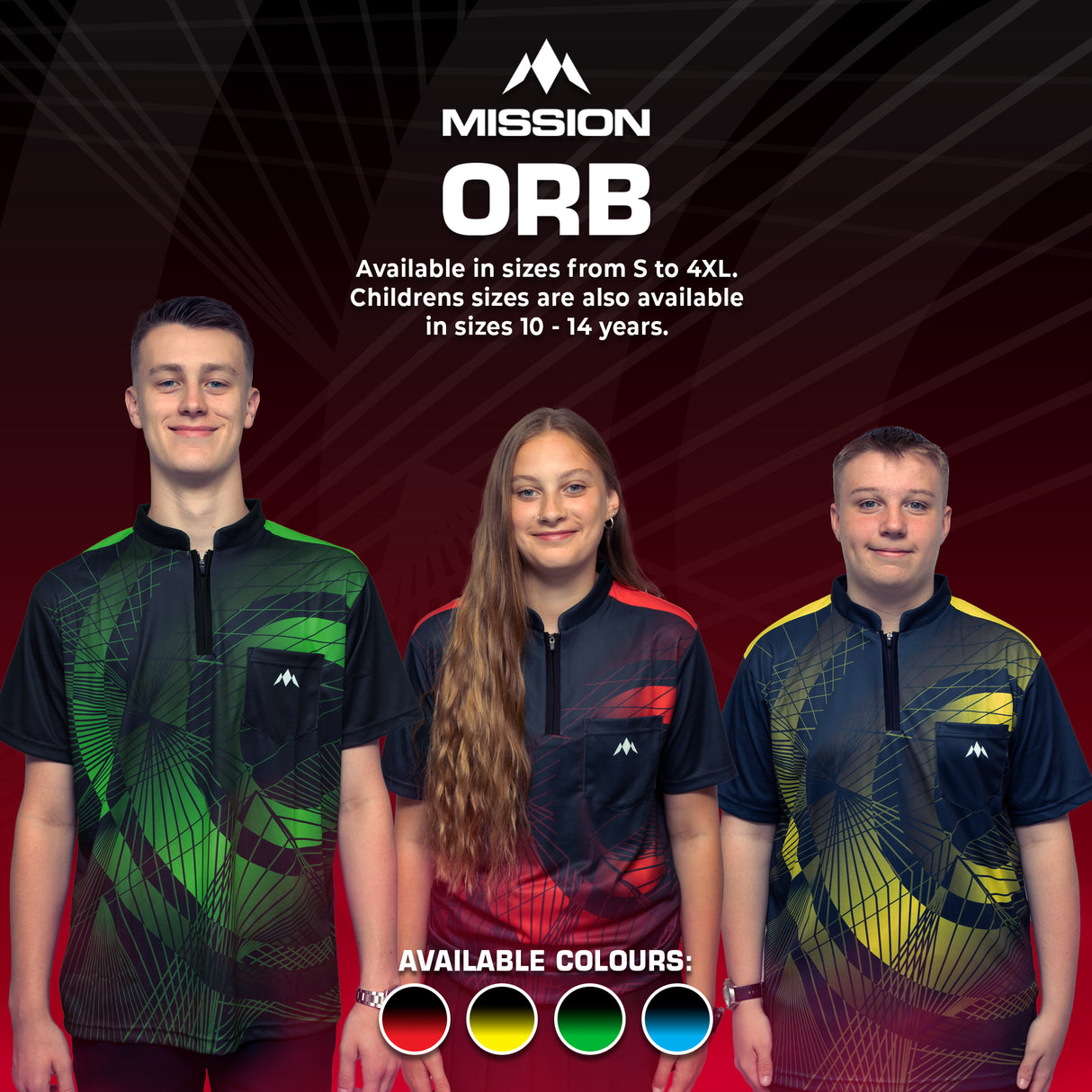 Mission Darts Orb Dart Shirt – Kragenlos – Leicht – Schwarz & Rot