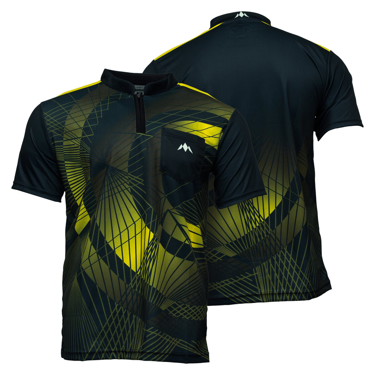 Mission Darts Orb Dart-Shirt – Kragenlos – Leicht – Schwarz & Gelb – Jugendliche