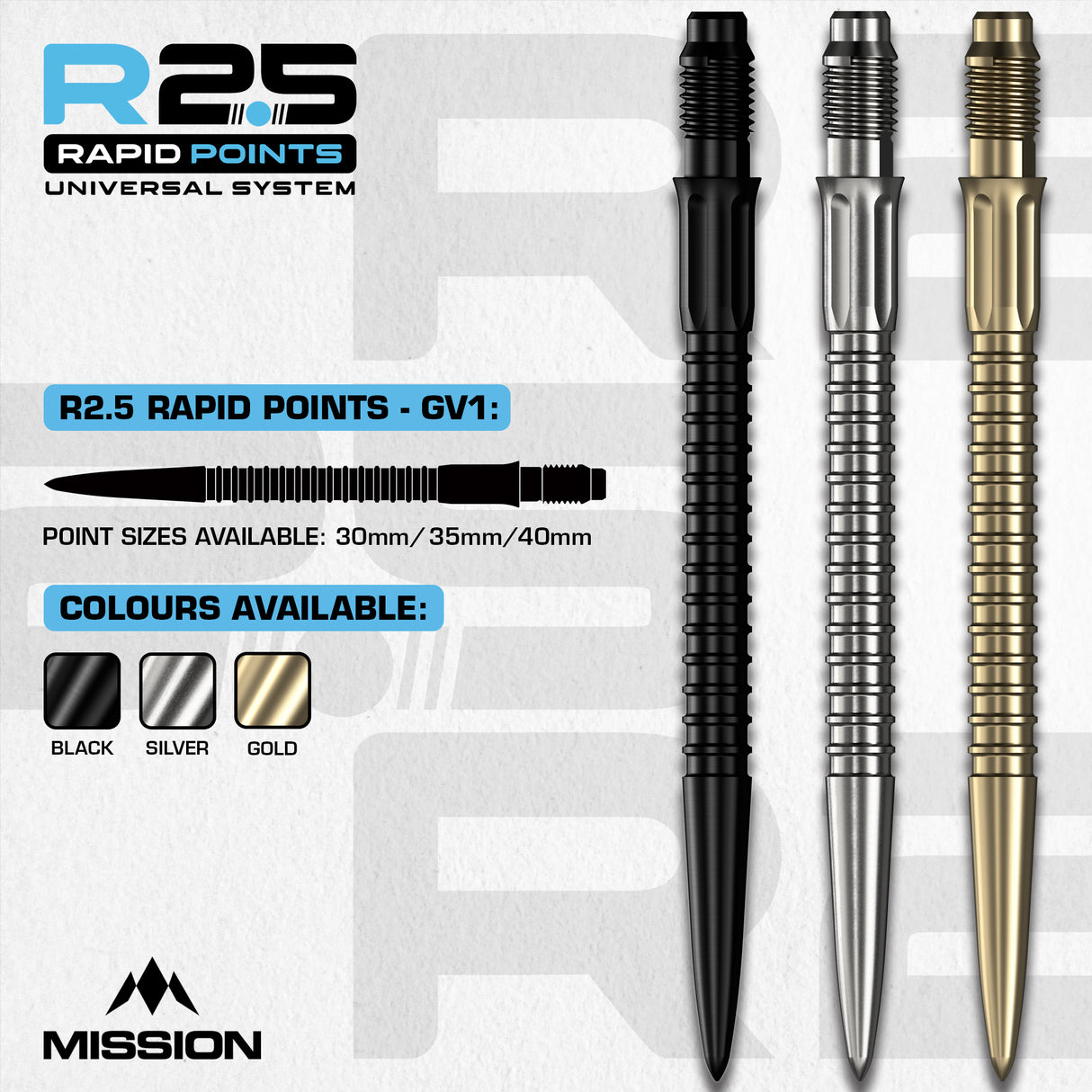 Mission R2.5 Rapid Dartspitzen - Stahlspitze - GV1