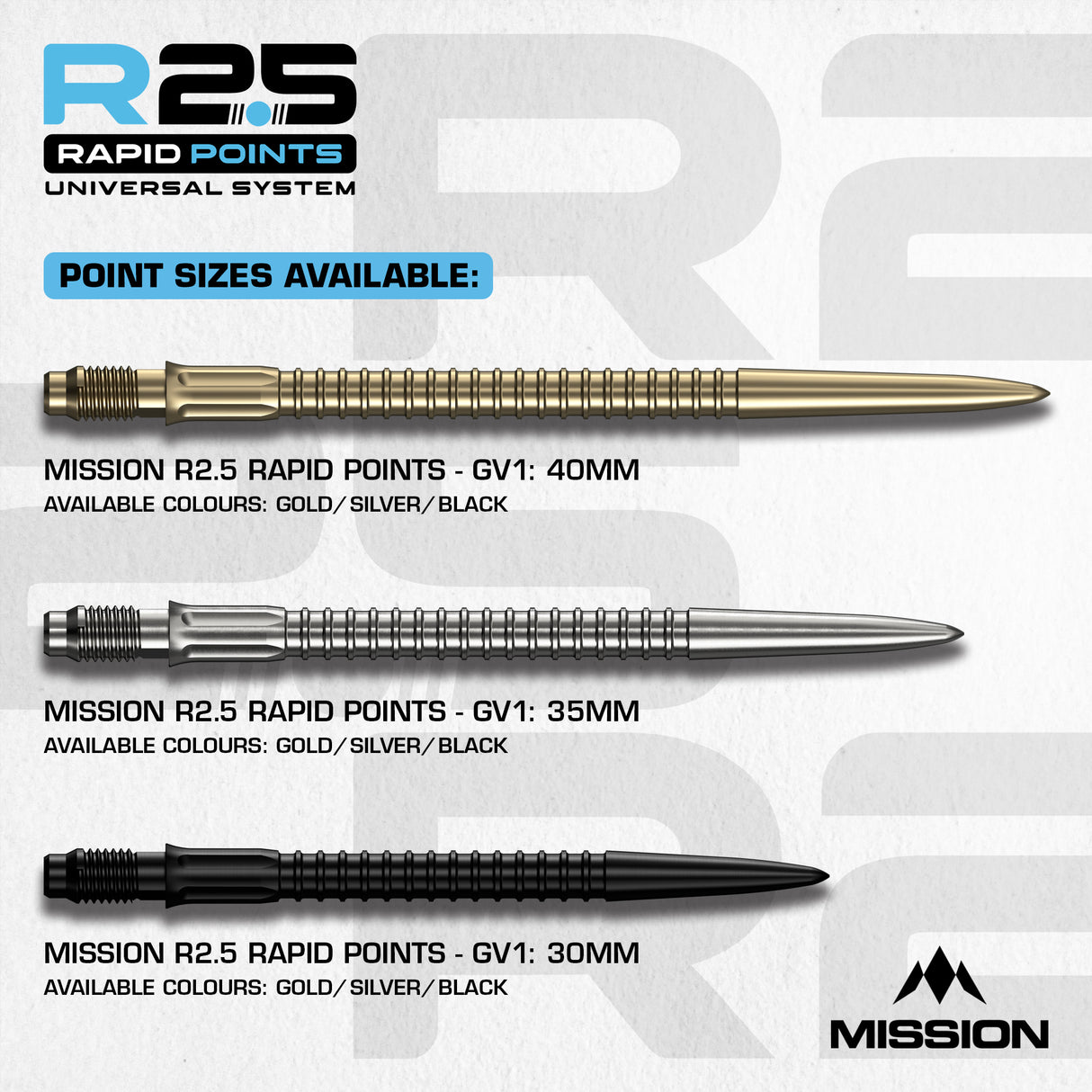 Mission R2.5 Rapid Dartspitzen - Stahlspitze - GV1