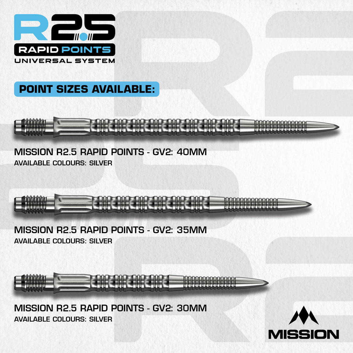 Mission R2.5 Rapid Dartspitzen - Stahlspitze - GV2