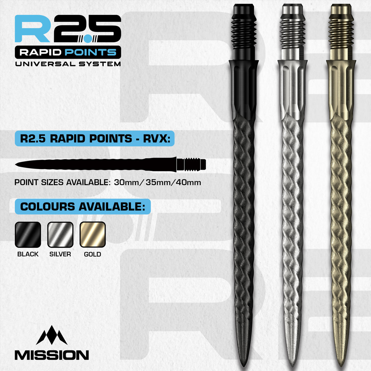 Mission R2.5 Rapid Dartspitzen - Stahlspitze - RVX