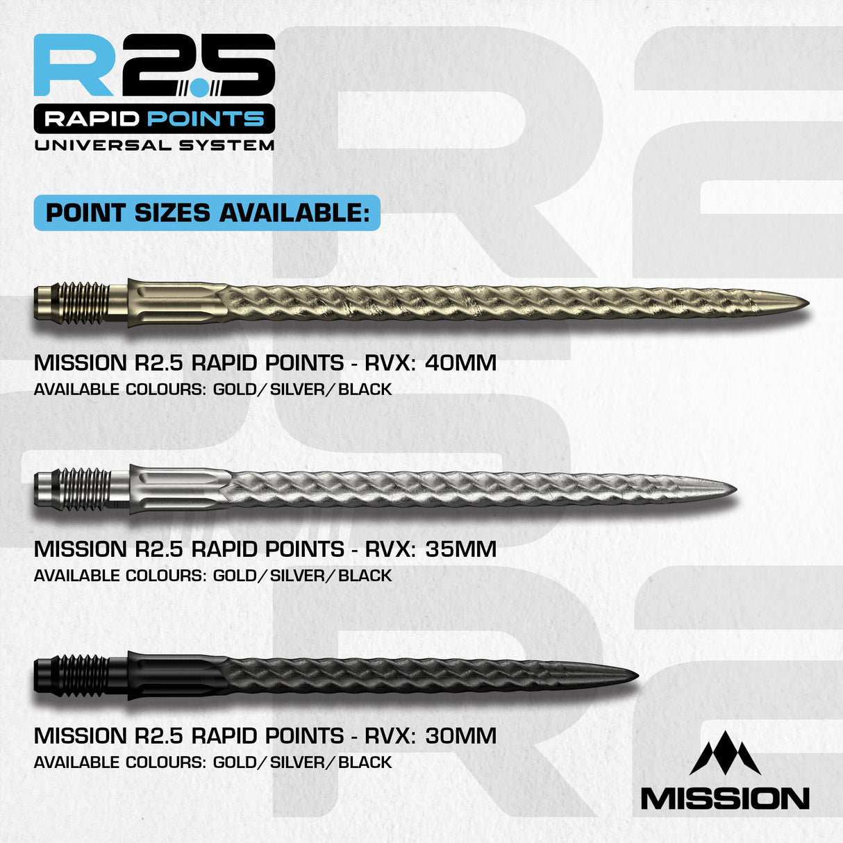 Mission R2.5 Rapid Dartspitzen - Stahlspitze - RVX