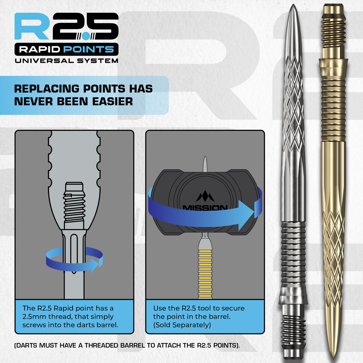 Mission R2.5 Rapid Dartspitzen - Punktwechselwerkzeug