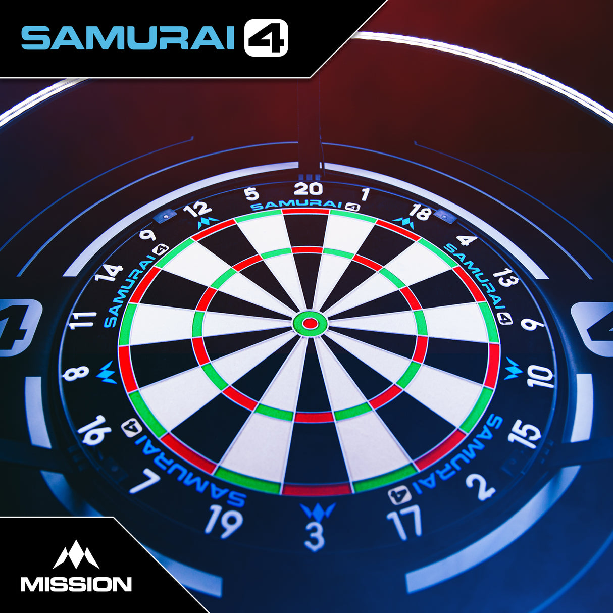 Mission Samurai 4 Dartboard - Professional - Knife Wire - White Spider