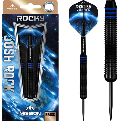 *Mission Josh Rock Darts - Steel Tip - Brass - Rocky - Black & Blue 22g