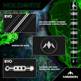 Mission Moldavite Darts - Stahlspitze - 95% Tungsten - Schwarz & Grün