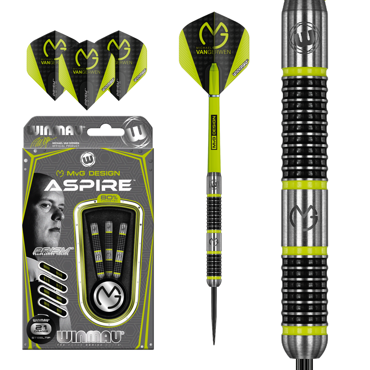 Winmau Michael van Gerwen Darts - Stahlspitze - 90% Tungsten - Aspire