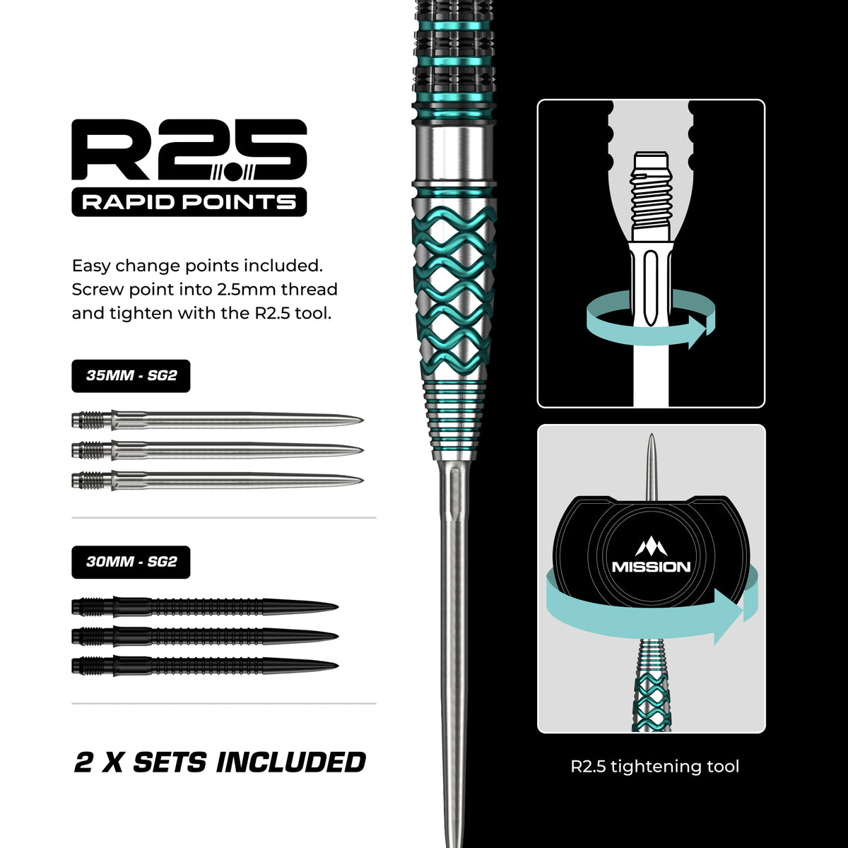 Mission Neptune R2.5 Darts - Stahlspitze - 90% Tungsten