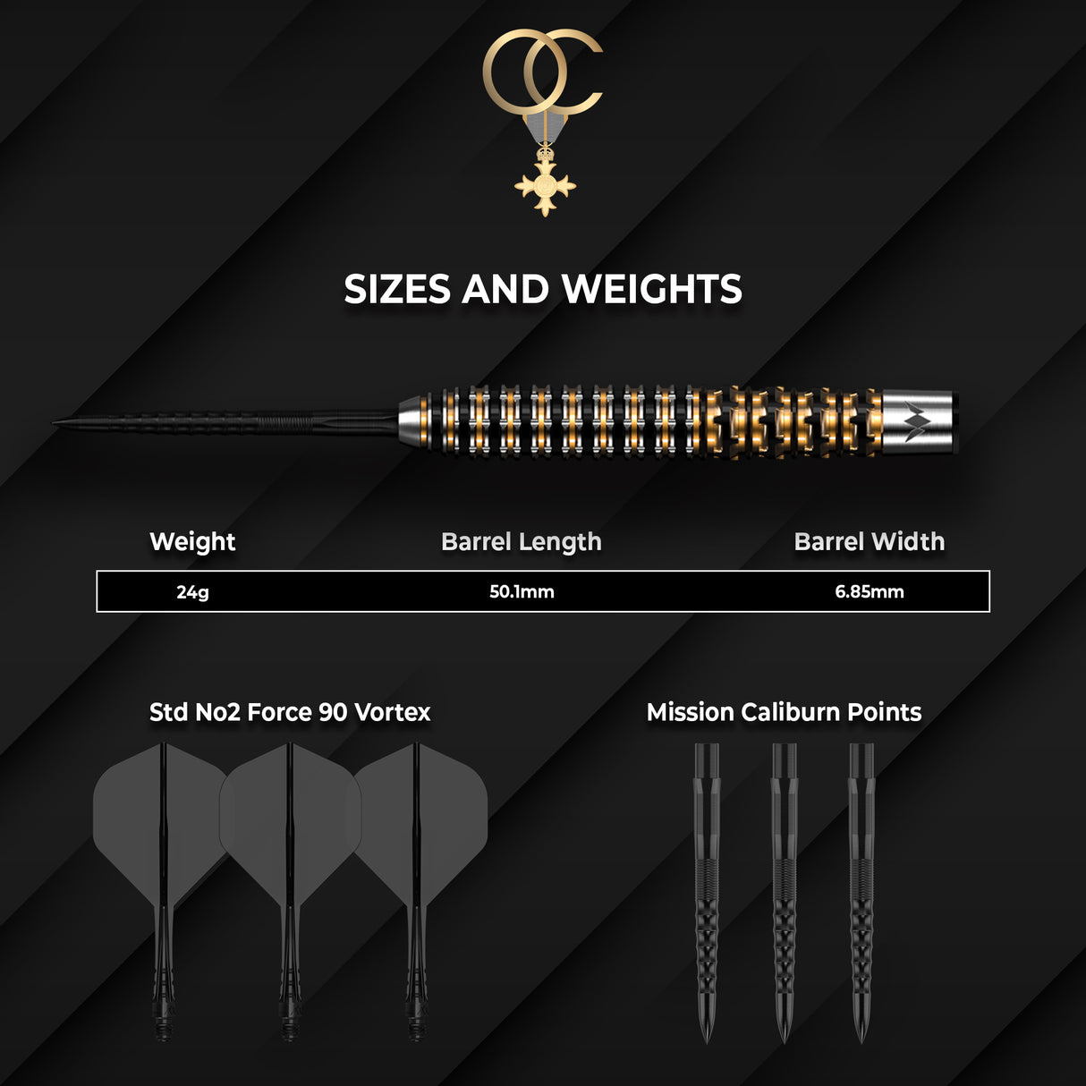 Mission Olly Croft OBE Darts - Stahlspitze - 95% Tungsten - Limited Edition - 24g