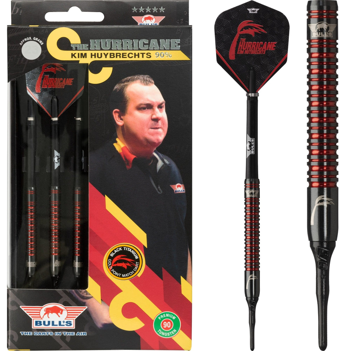 *Bulls Kim Huybrechts Darts - Soft Tip - Black - The Hurricane 18g