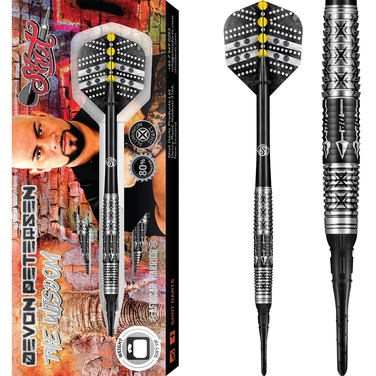 *Shot Devon Petersen Darts - Soft Tip - Wisdom 18g
