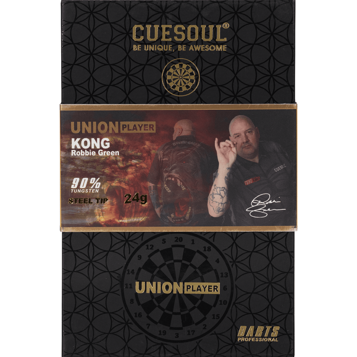 *Cuesoul - Steel Tip Tungsten Darts - Robbie Green - Kong - Gold