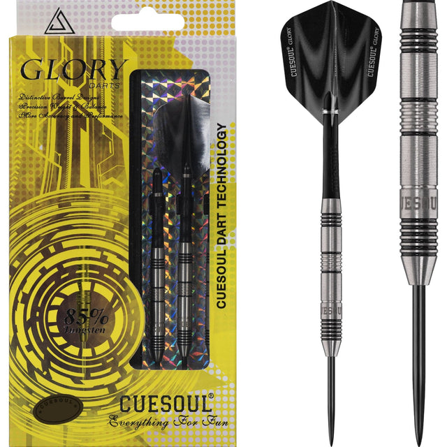 *Cuesoul - Steel Tip Tungsten Darts - Glory - Black Grooves - Micro Grip 22g