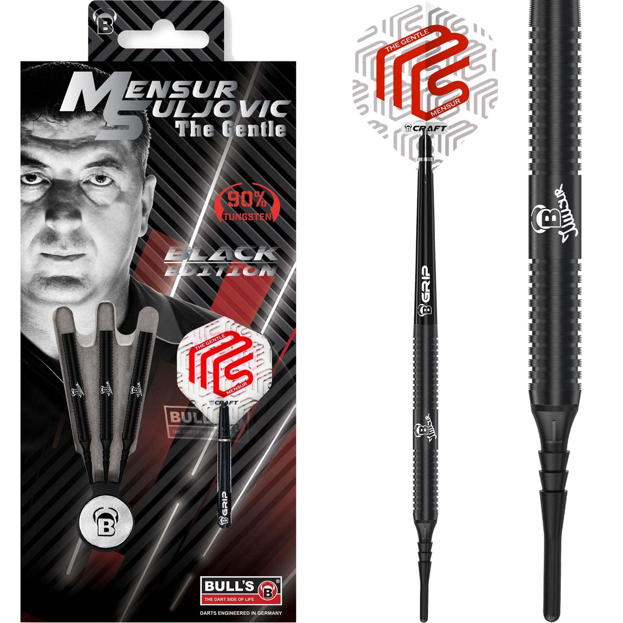 *BULL'S Mensur Suljovic Darts - Soft Tip - Black Edition 18g