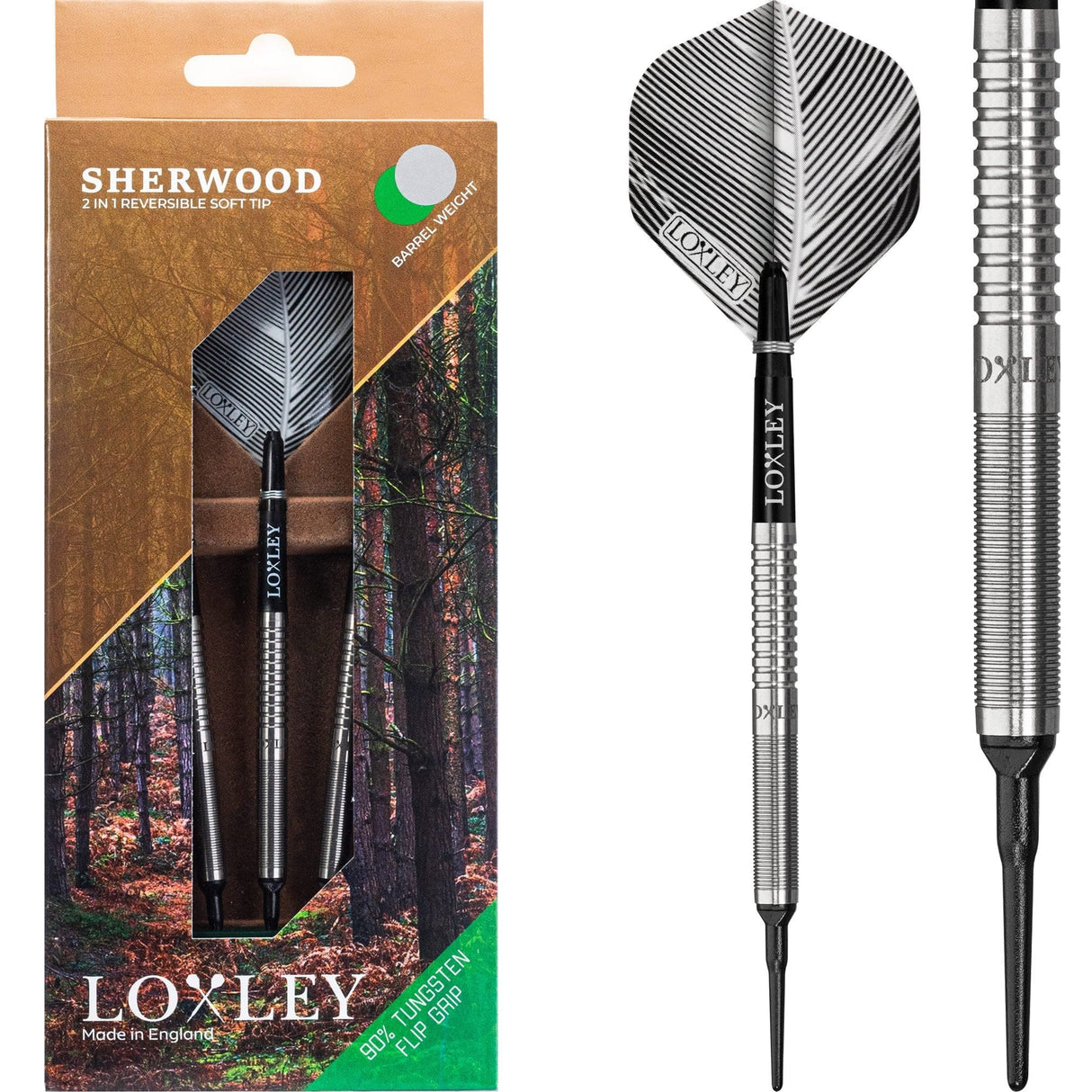 *Loxley Sherwood Darts - Soft Tip - Flip Grip - Natural 18g