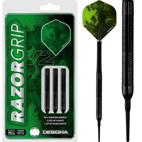 *Designa Razor Grip V2 Soft Tip Darts - M4 - Black 20g