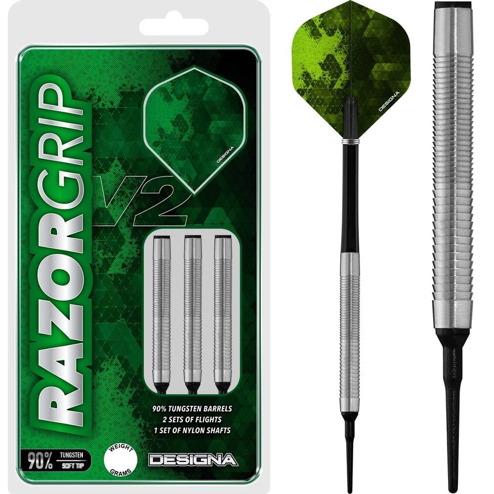 *Designa Razor Grip V2 Soft Tip Darts - M4 - Natural 20g