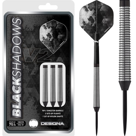 *Designa Black Shadow V2 Darts - Steel Tip - M4 22g