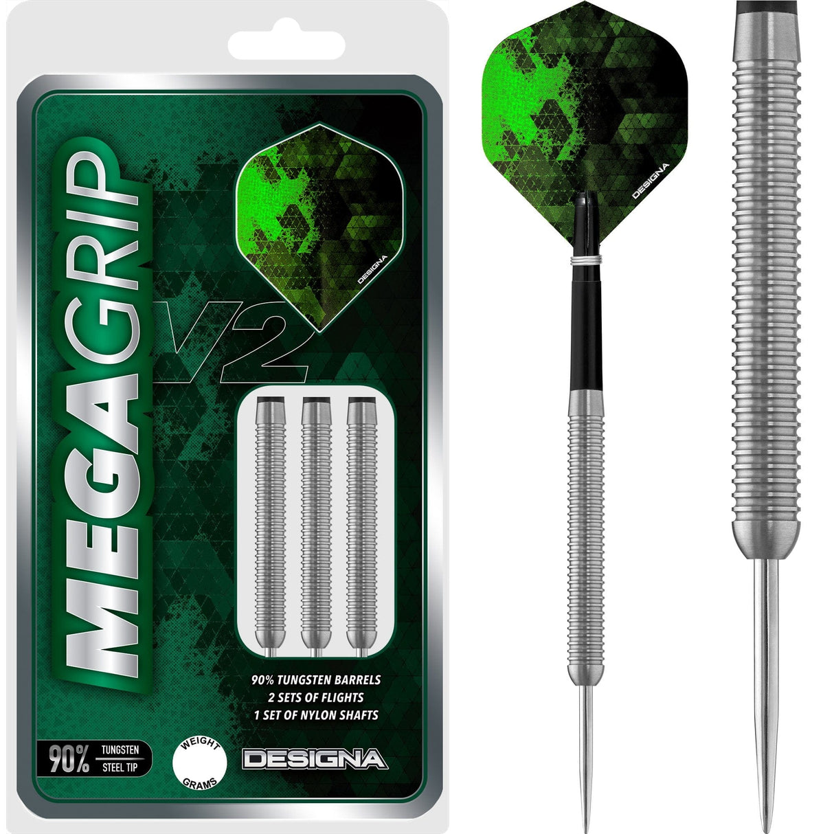 Designa Mega Grip V2 Darts – Stahlspitze – M1