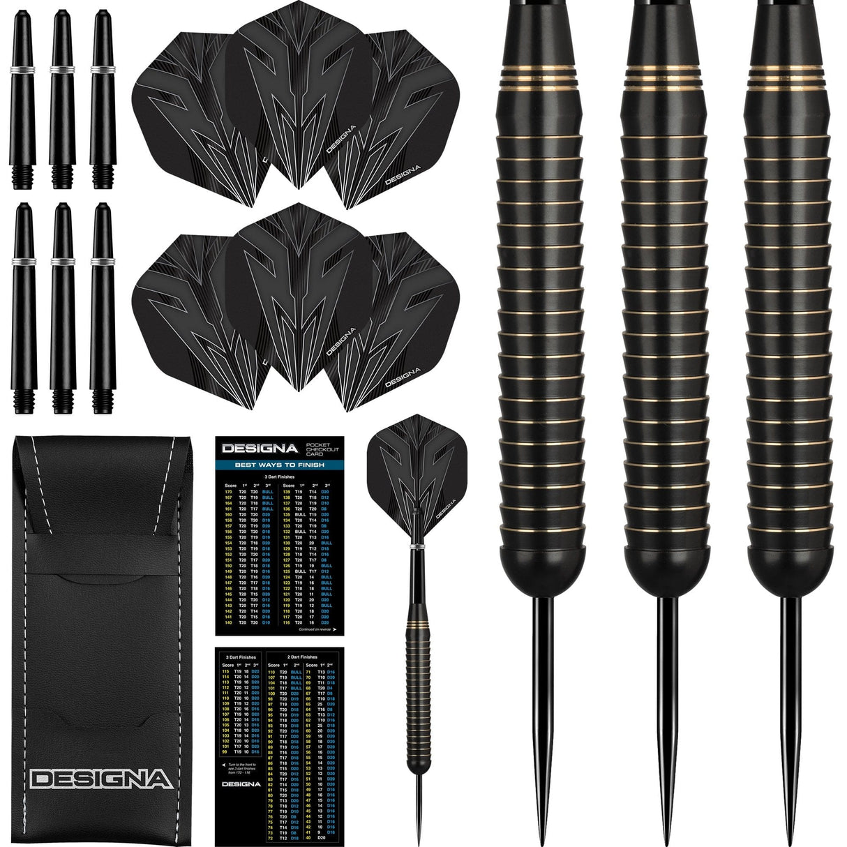 *Designa Mako Darts - Stahlspitze Electro Brass - Shark Grip - Schwarz