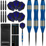 *Designa Mako Darts - Steel Tip Electro Brass - Micro Grip - Blue 23g