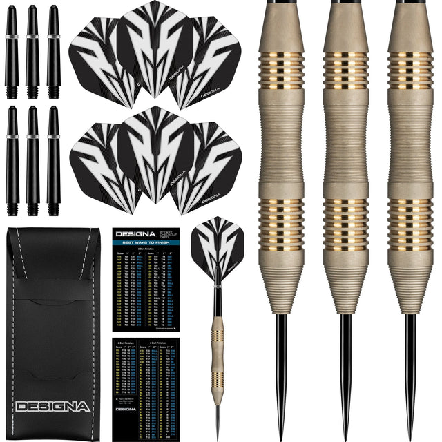 *Designa Mako Darts - Steel Tip Electro Brass - Micro Grip - Silver 23g
