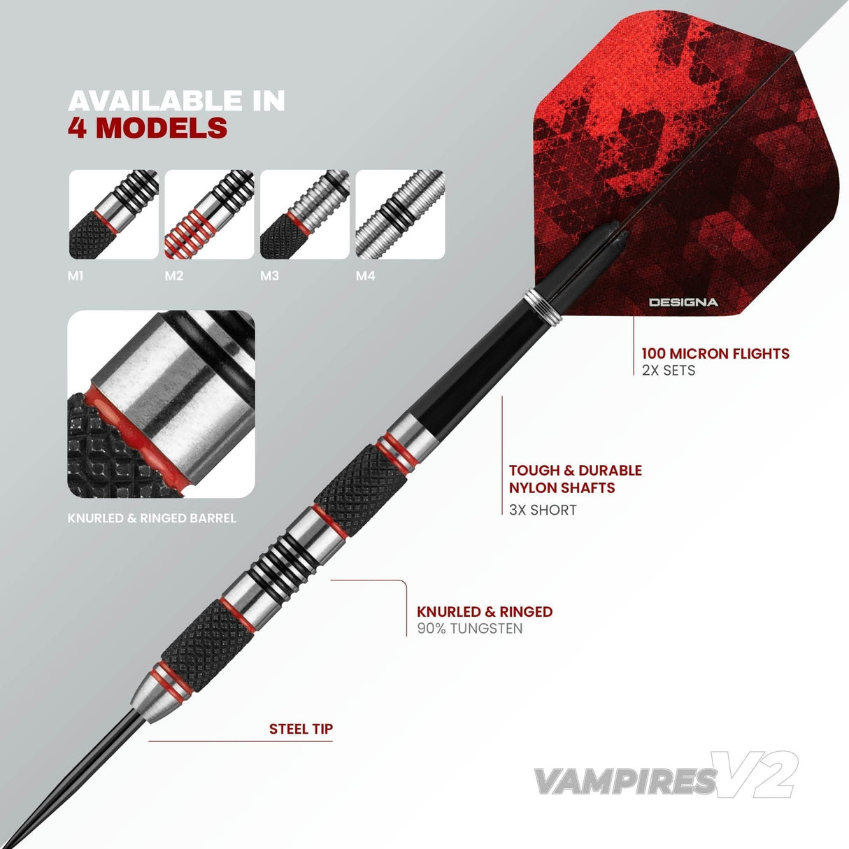 Designa Vampires V2 Darts – Stahlspitze – M1