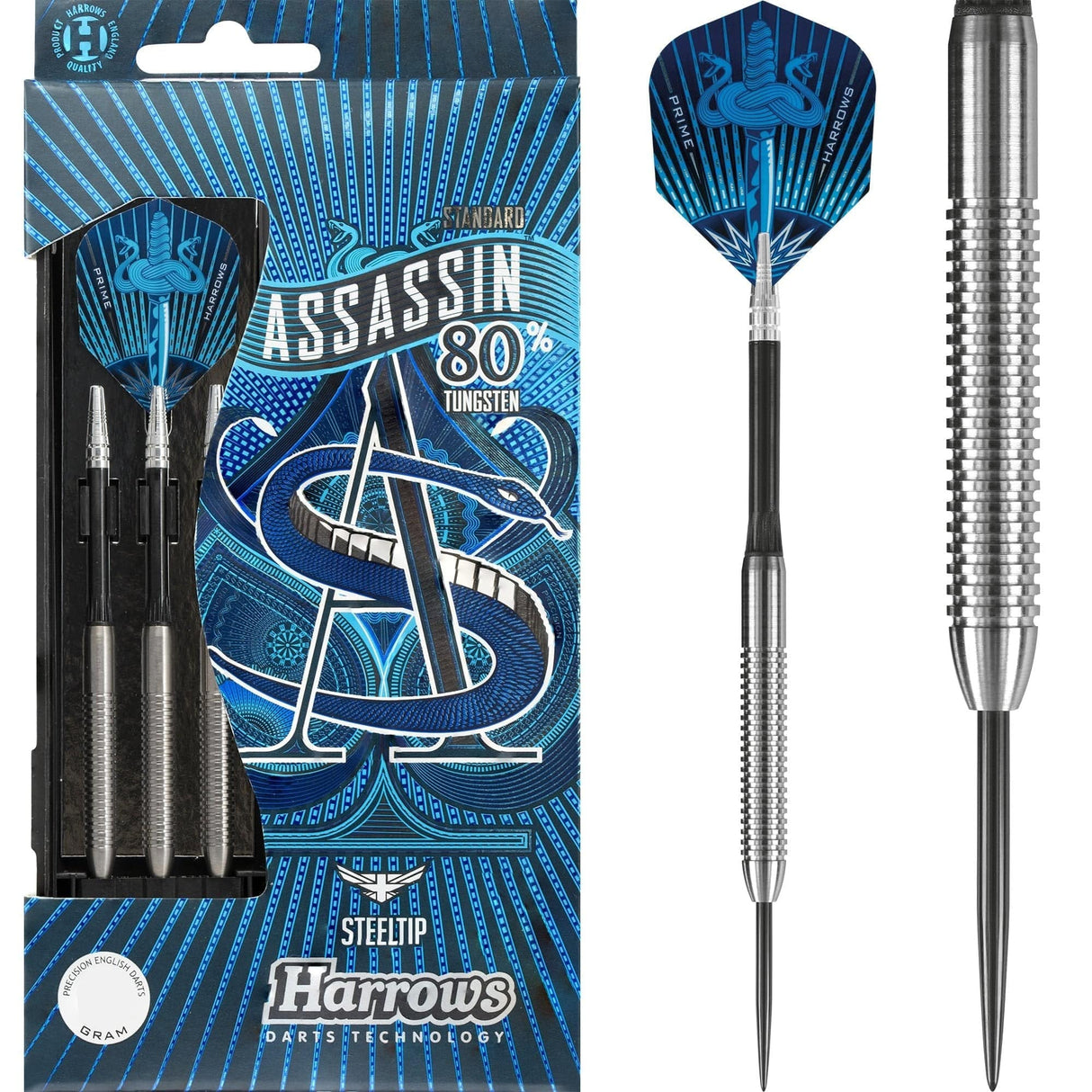 Harrows Assassin Darts - Steel Tip - Std - Ringed - 21g 21g