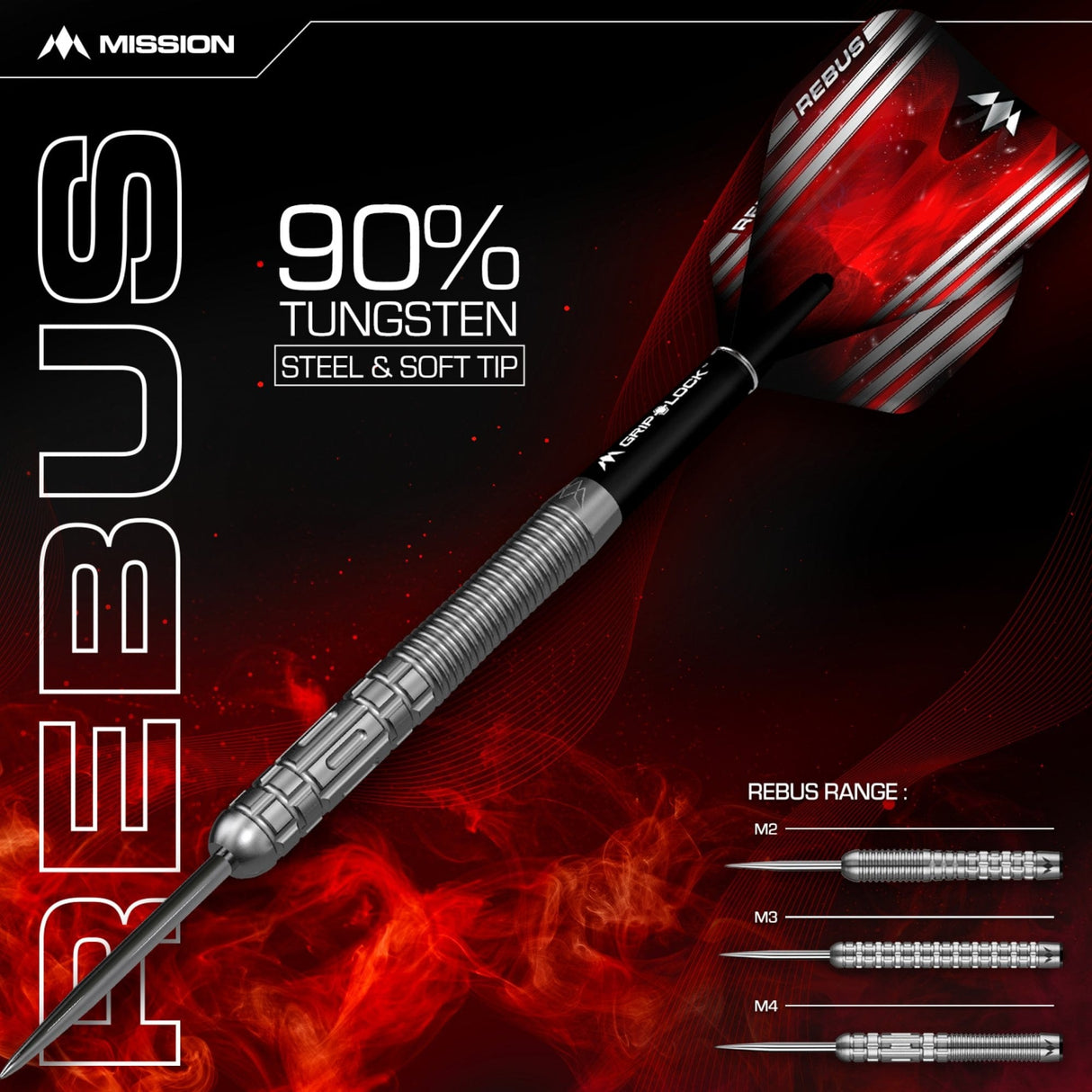 *Mission Rebus Darts - Soft Tip - M1 - Rear Ring Grip