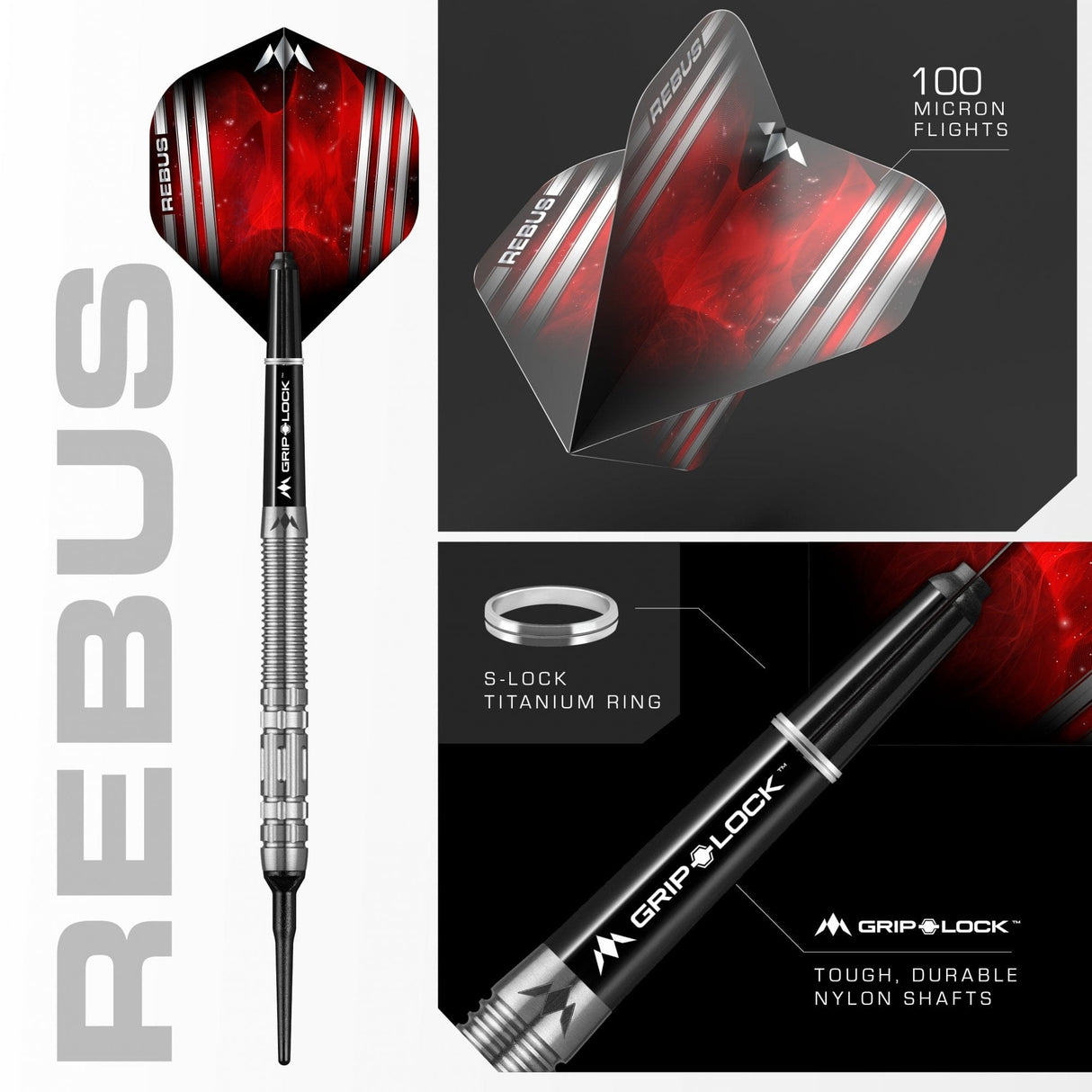 *Mission Rebus Darts - Soft Tip - M1 - Rear Ring Grip