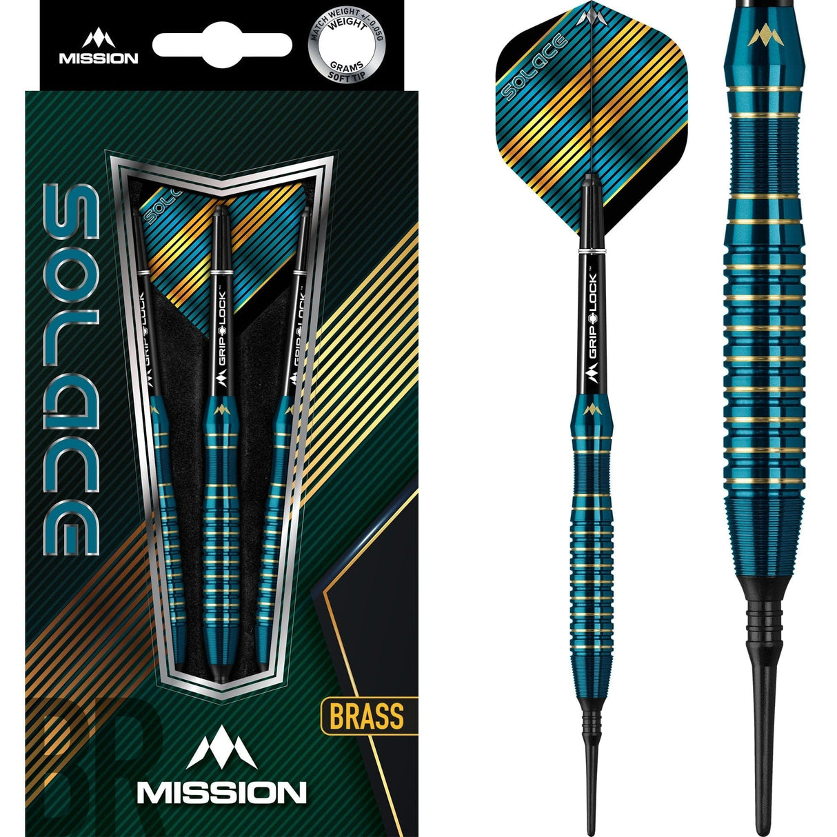 *Mission Solace Darts - Soft Tip Brass - M1 - Dark Green 20g