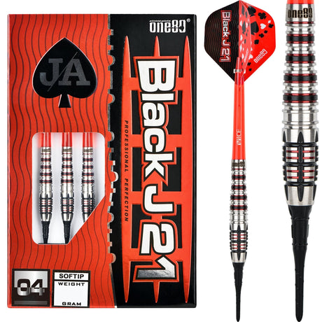 *One80 Black J21 Darts - Soft Tip - Model 04 19g
