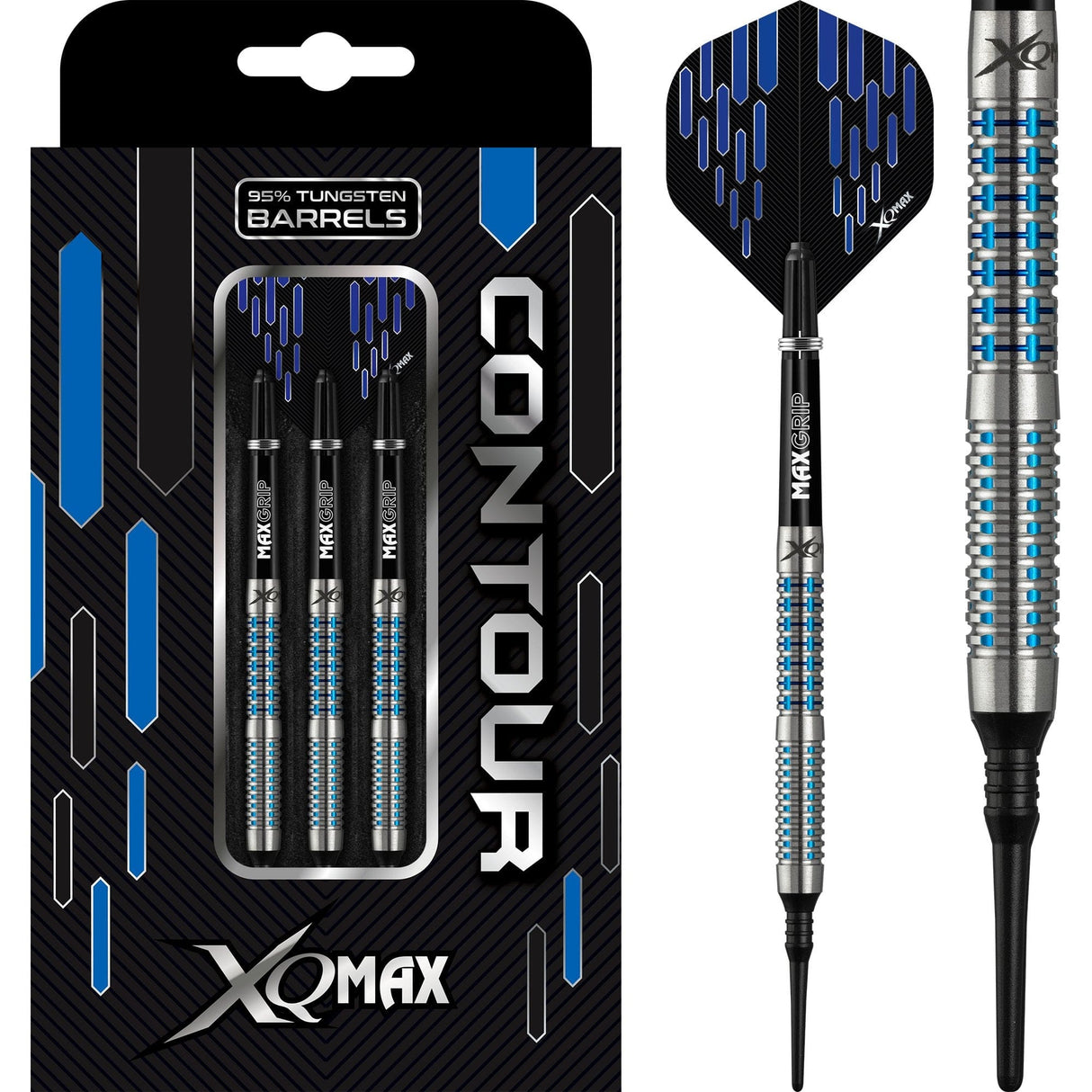 *XQMax Contour Darts - Soft Tip - M2 - Blue Titanium