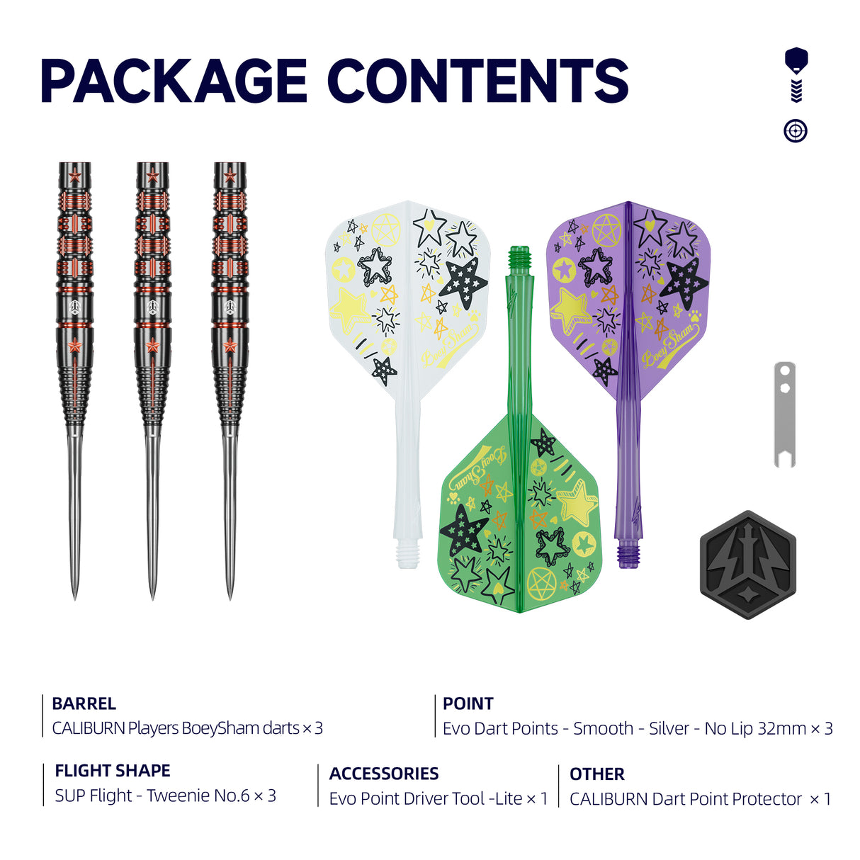 Caliburn Players Darts - Stahlspitze - 90% Tungsten - Boeysham