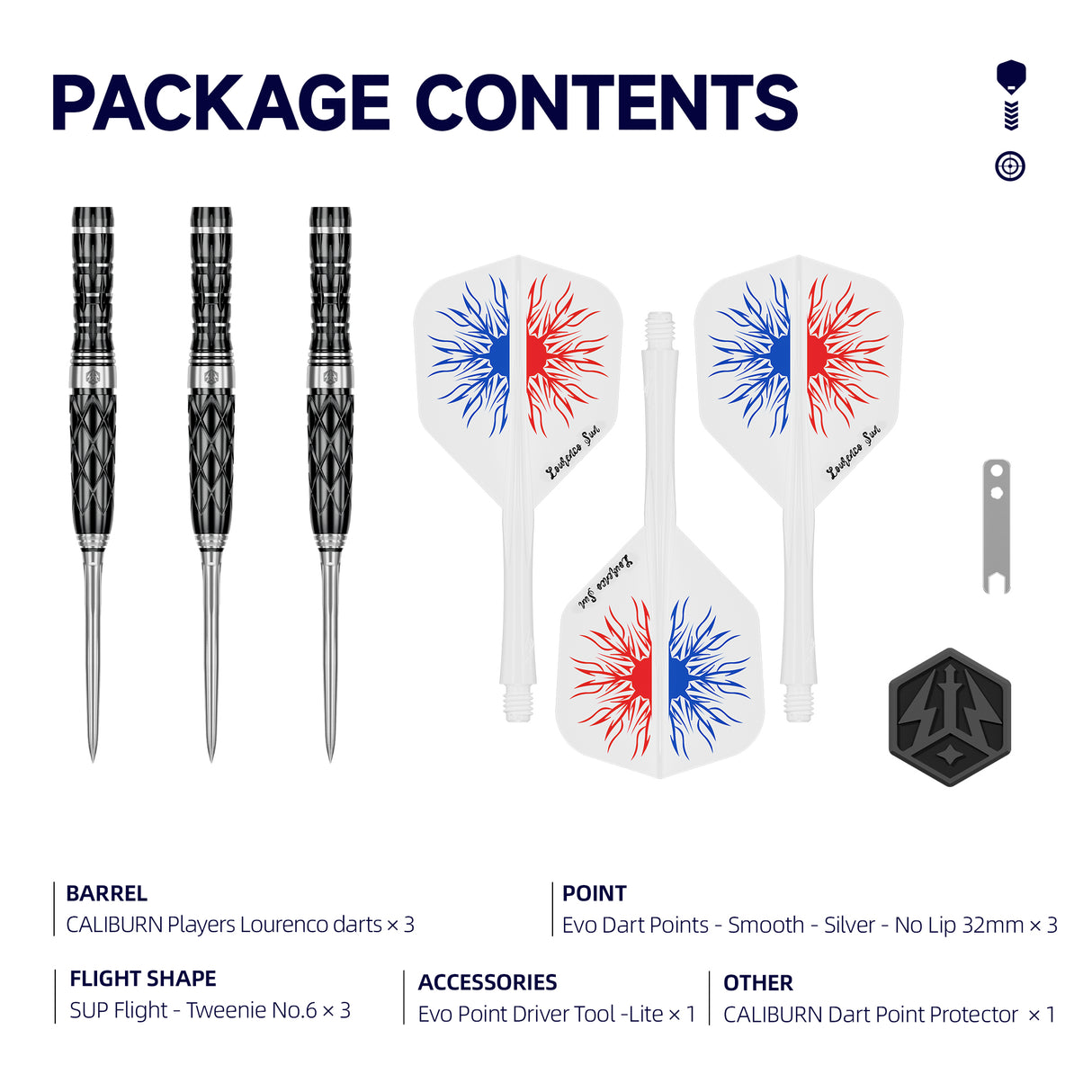 Caliburn Players Darts - Stahlspitze - 90% Tungsten - Lourenco