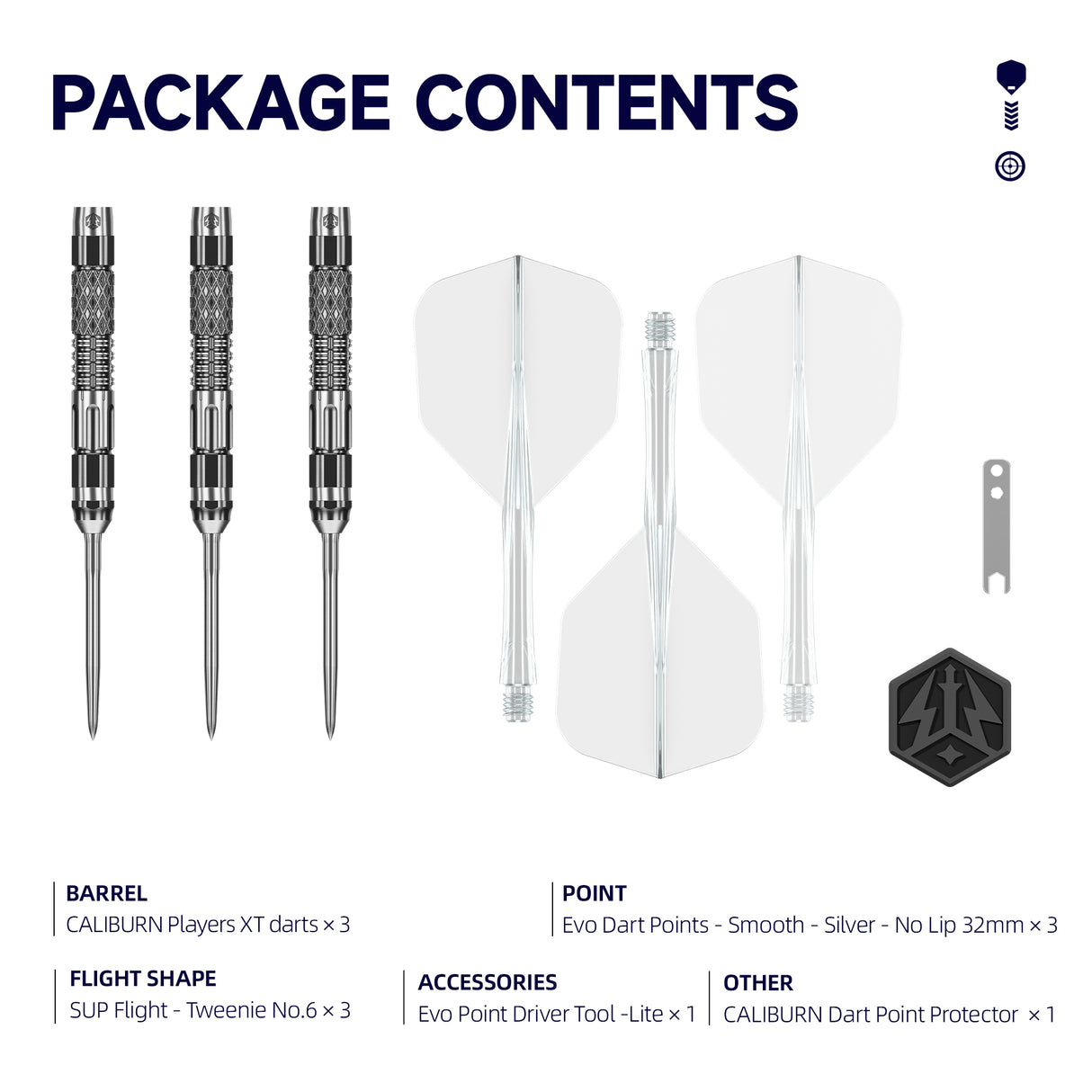 Caliburn Players Darts - Stahlspitze - 90% Tungsten - XT