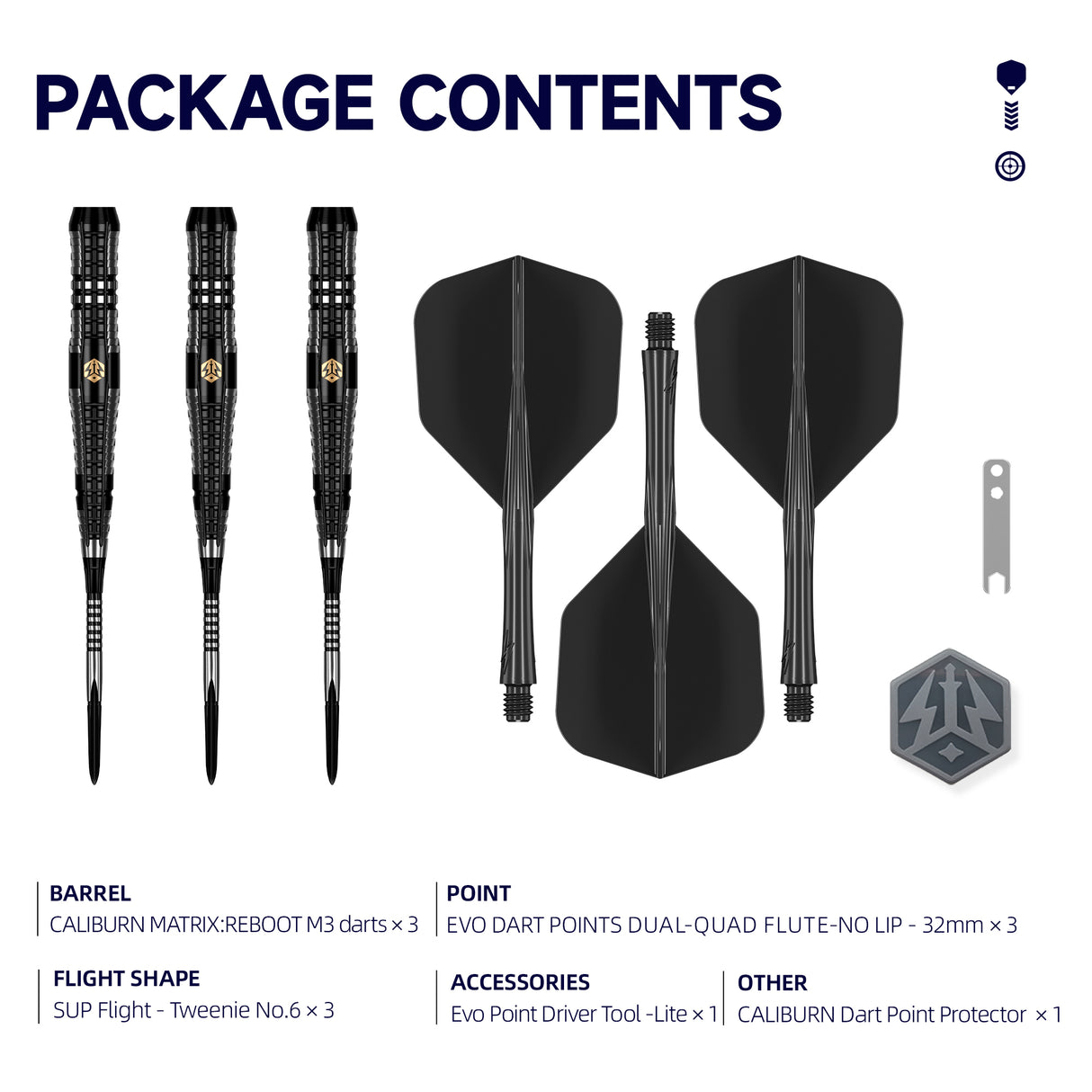 Caliburn Matrix:Reboot Darts - Stahlspitze - 95% Tungsten - M3