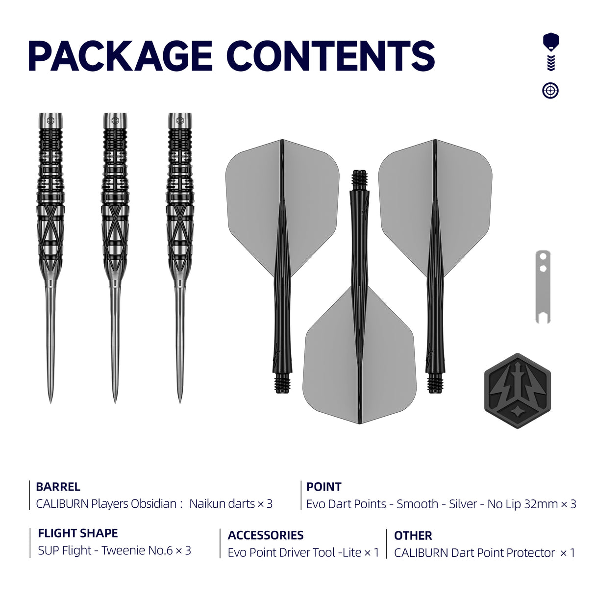 Caliburn Players Darts - Stahlspitze - 90% Tungsten - Obsidian: Naikun