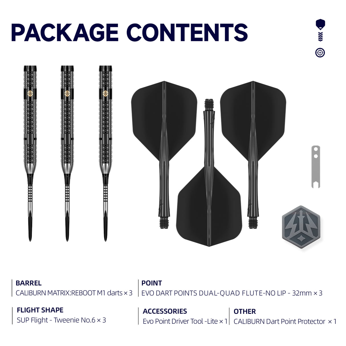 Caliburn Matrix:Reboot Darts - Stahlspitze - 95% Tungsten - M1