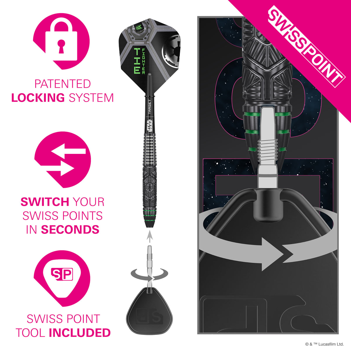 Target Star Wars Darts - Stahlspitze - 90% Tungsten - Tie Fighter